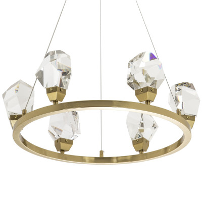 Подвесная круглая люстра с хрустальными плафонами Esme Crystal Brass Ring Chandelier
