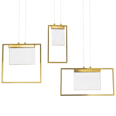 Подвесной геометрический светильник со стеклом Rectangle Geometry Trio Glass Chandelier