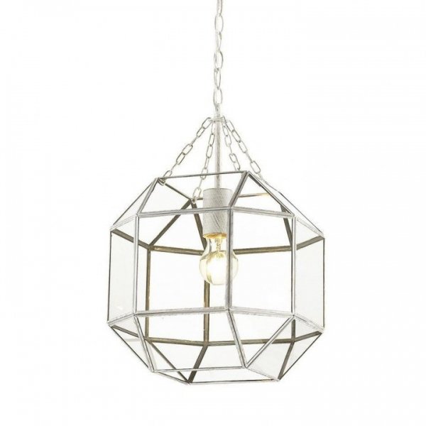 Подвесной светильник Glass & Metal Cage Pendant White