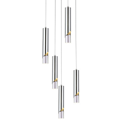 Подвесной светильник Metal Acrylic Tube Five Chrome Hanging Lamp