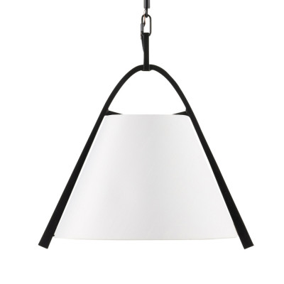 Подвесной светильник в форме конуса с белым тканевым абажуром и чёрным каркасом Stylish Solution