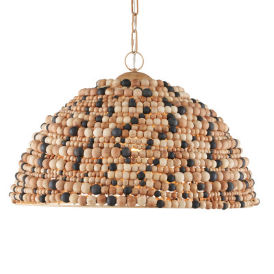 Подвесной светильник в форме купола из деревянных бусин Wooden Beads