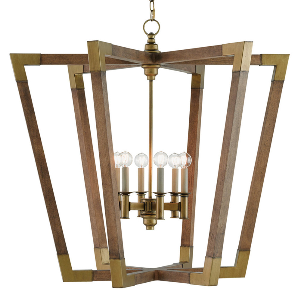 Подвесной светильник в форме фонаря коричневого цвета Eco Light от Loft-Concept