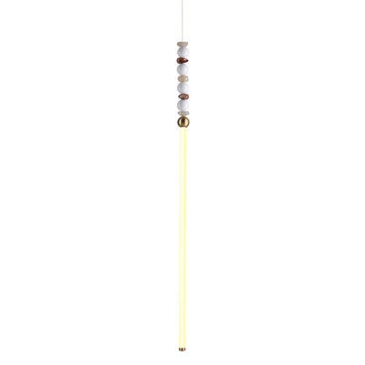 Подвесной светильник вытянутый с бусинами из белого и коричневого цвета PEARLS Suspension