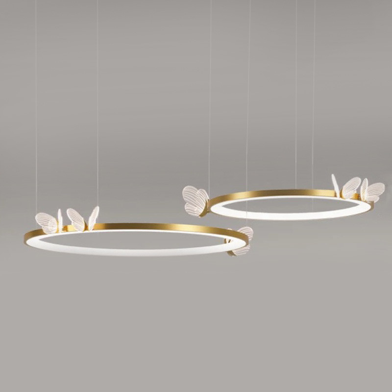 Подвесной светильник двойное кольцо с бабочками Butterfly Double Ring F