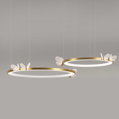 Подвесной светильник двойное кольцо с бабочками Butterfly Double Ring F