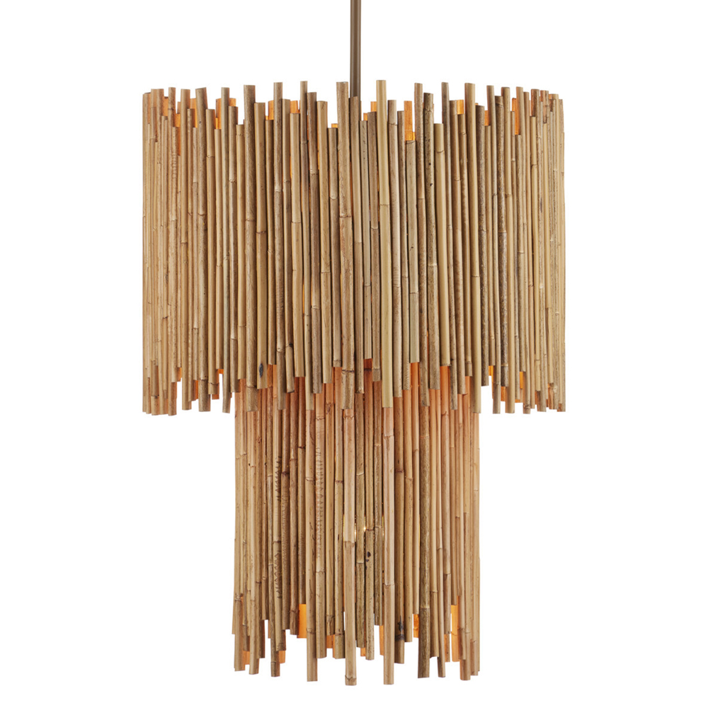 Подвесной светильник двухъярусный с абажуром из ротанга Wicker Furniture