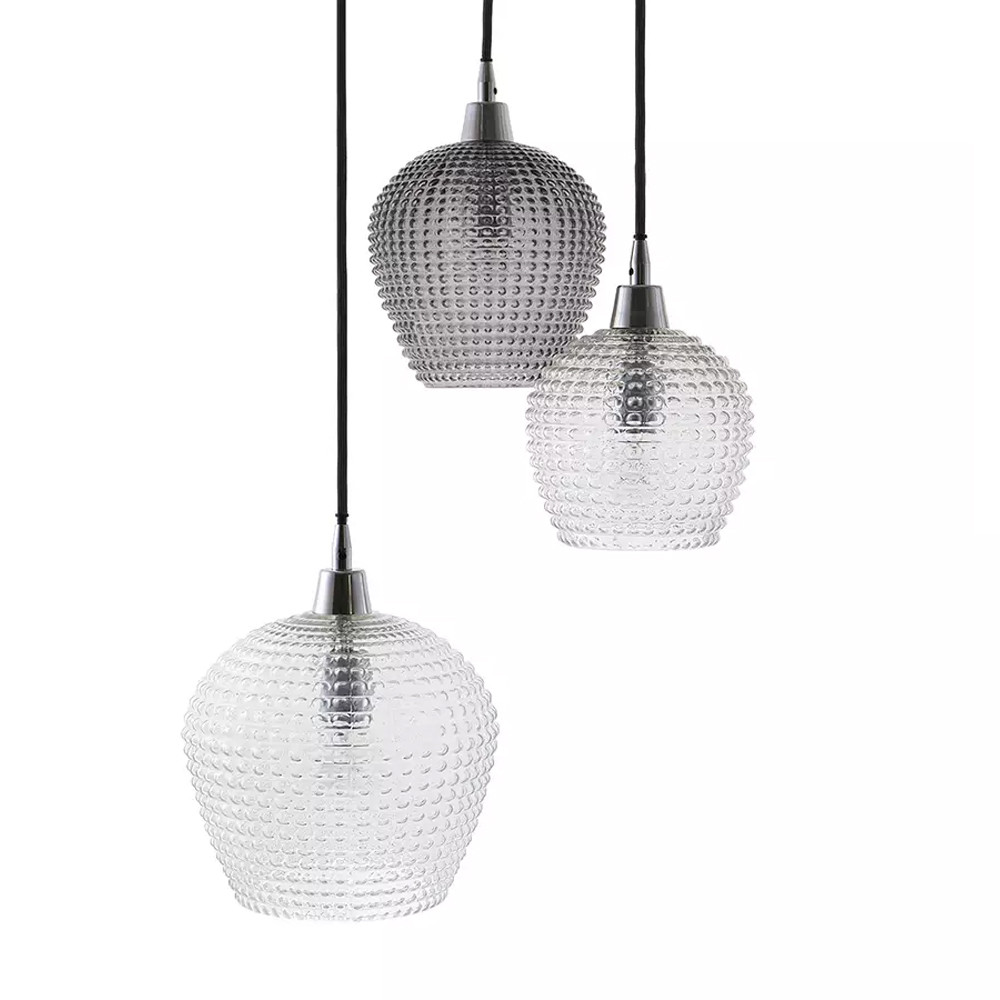 Подвесной светильник каскадный с 3-мя фактурными стеклянными плафонами Cascade with Relief Lampshades