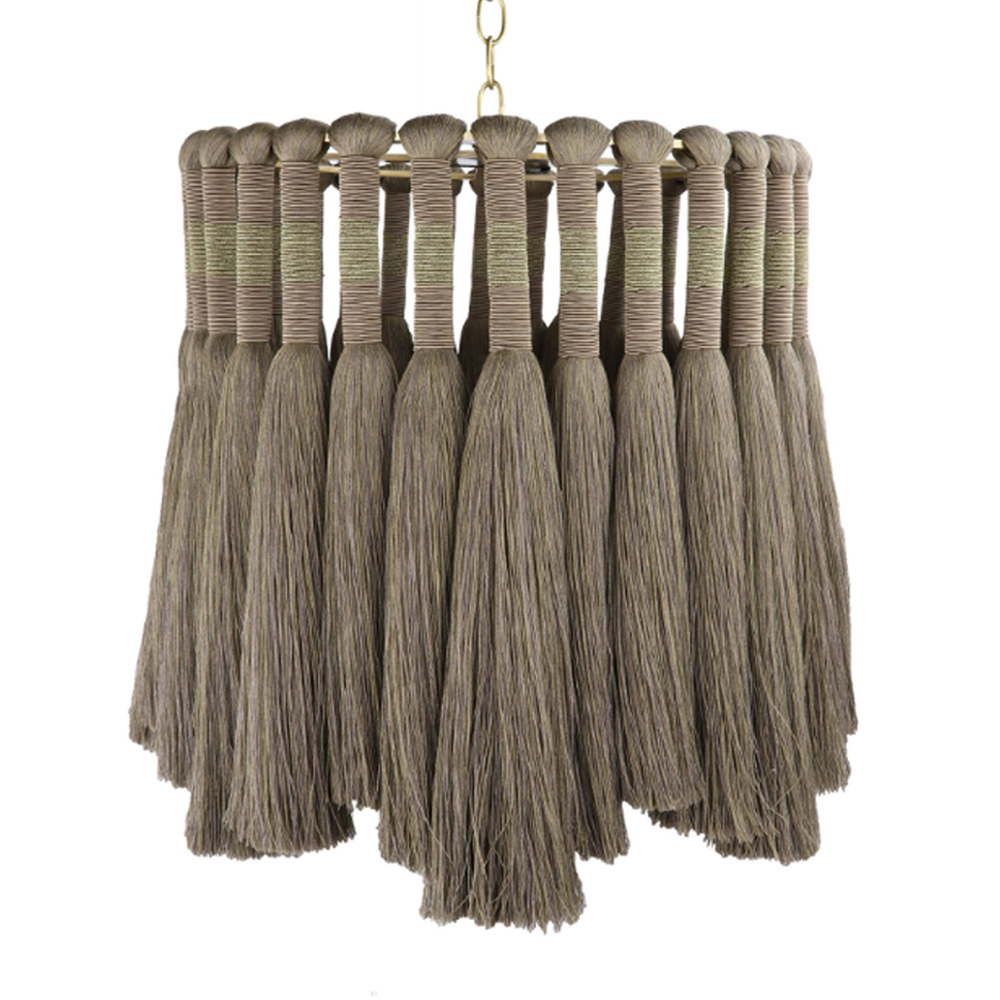 Подвесной светильник круглый плетеный с бахромой Braided Bundle of Ears