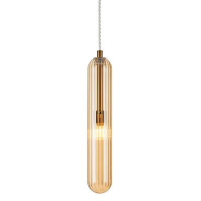 Подвесной светильник продолговатой цилиндрической формы с рифленым стеклом Lumière Duet