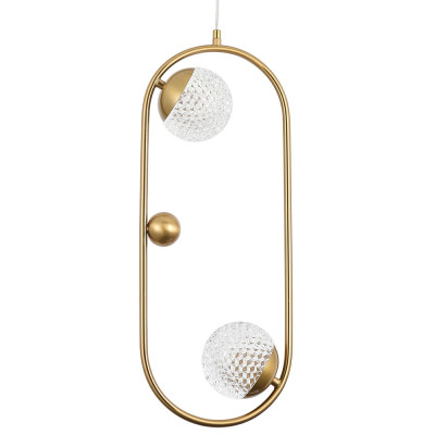 Подвесной светильник с 2-мя сферическими плафонами из рельефного акрила Pearls Suspension Hanging Lamp