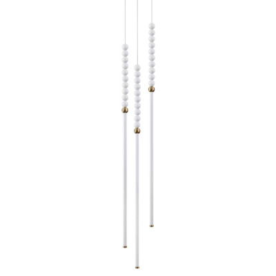 Подвесной светильник с 3-мя вертикальными плафонами и белыми шариками PEARLS Suspension