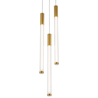 Подвесной светильник с 3-мя плафонами Cateline Brass Trio Tube Hanging Lamp