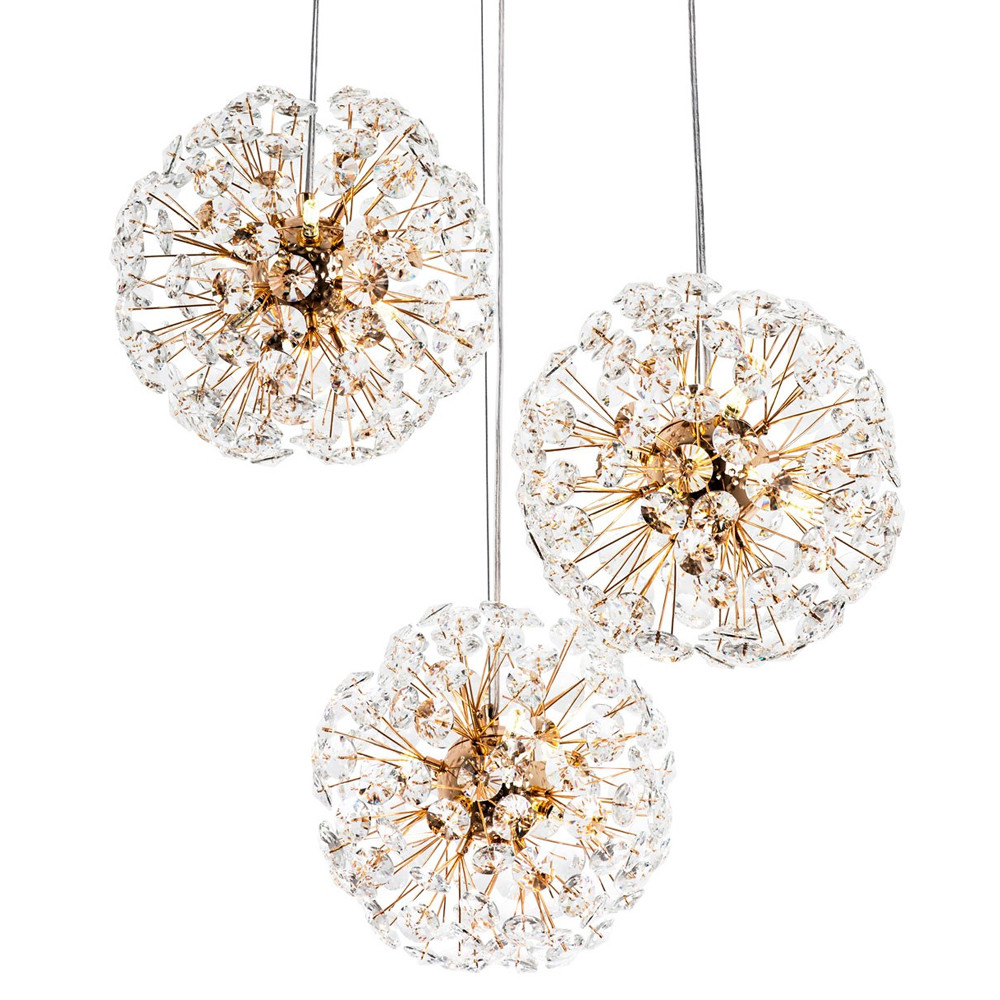 Подвесной светильник с 3-мя плафонами Crystal Dandelions Hanging Lamp