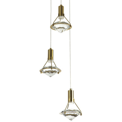 Подвесной светильник с 3-мя плафонами в форме бриллианта Diamond Crystal Trio Hanging Lamp