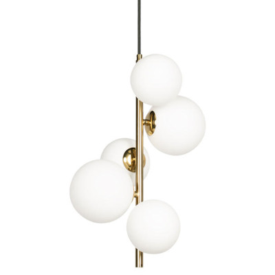 Подвесной светильник с 5-ю белыми шарообразными плафонами Bubble Chandelier