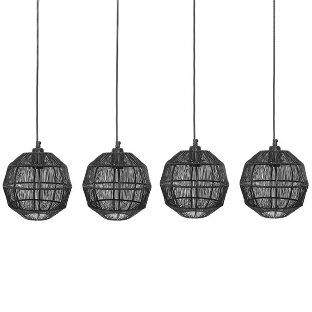 Подвесной светильник с 5-ю плетеными металлическими абажурами Wicker Iron Lamp