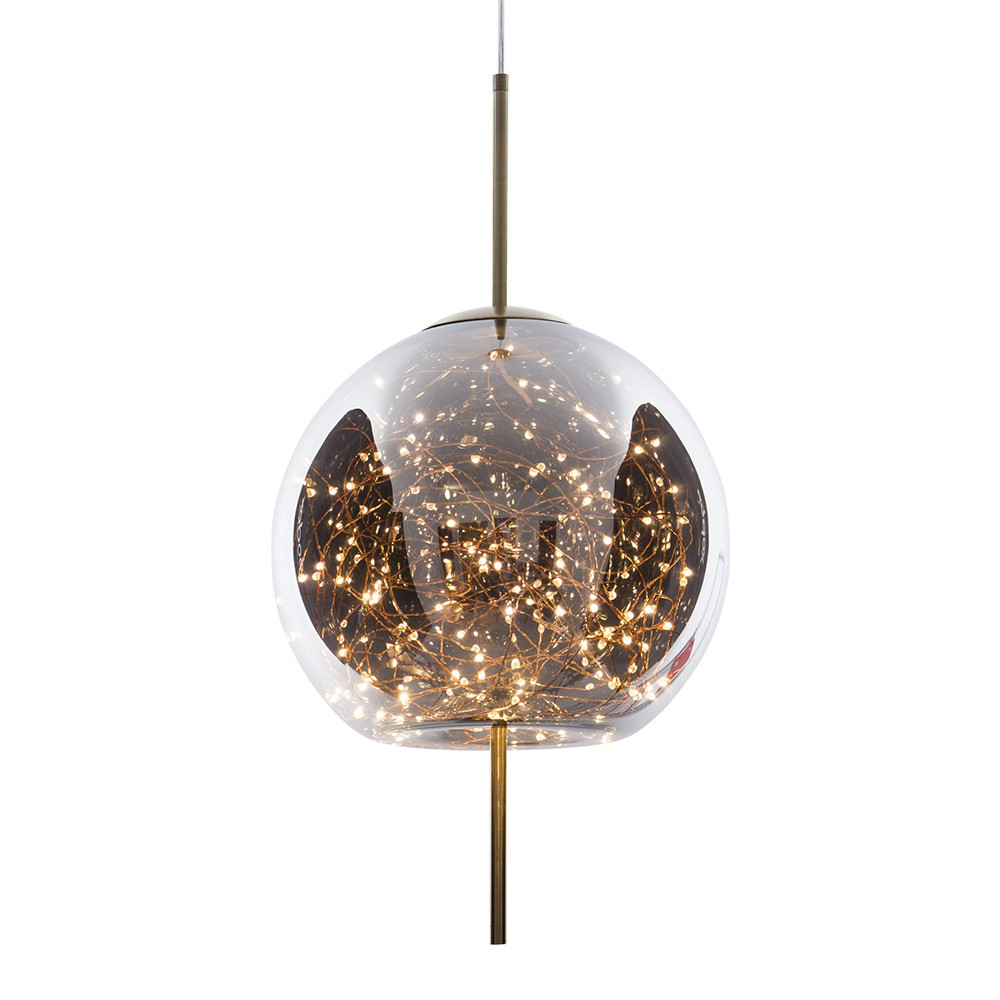 Подвесной светильник с гирляндой внутри круглого стеклянного плафона Garland Glass Hanging Lamp