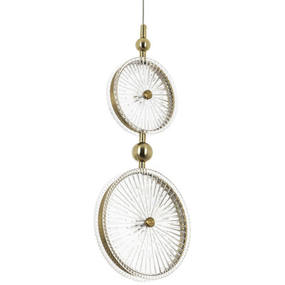 Подвесной светильник с круглым плафоном из рельефного стекла Peony Glass Brass Hanging Lamp