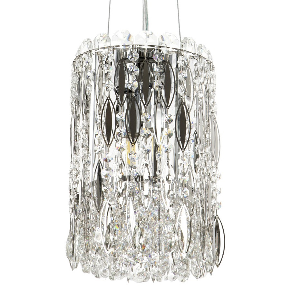 Подвесной светильник с металлическими и хрустальными подвесками Bonnay Crystal Chrome Hanging Lamp