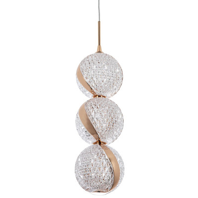 Подвесной светильник с плафонами в виде 3-х сфер из рельефного акрила Morgaine Spheres Gold Light