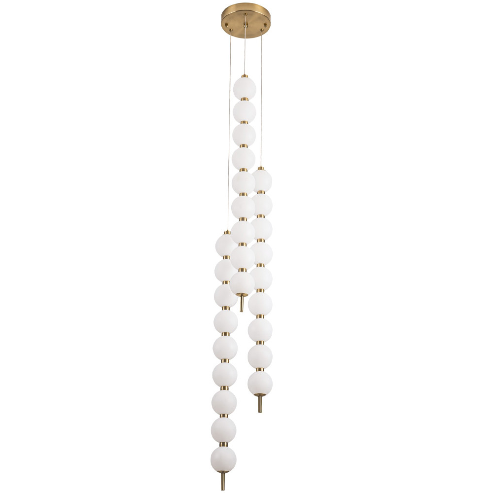 Подвесной светильник с плафонами в виде шаров из акрила Pearls Suspension Brass Cascade Hanging Lamp