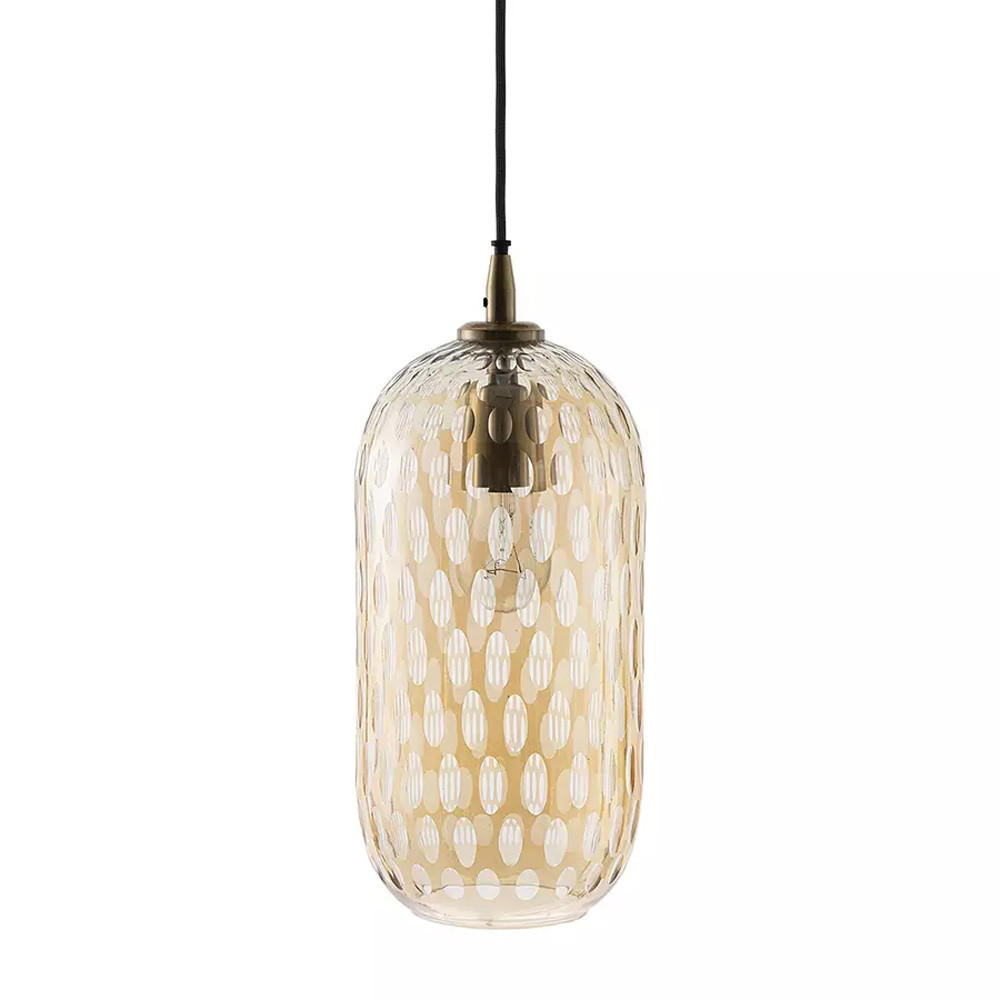 Подвесной светильник с плафоном из затемненного стекла с рельефным узором Glass lampshade with Relief Pattern