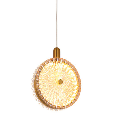 Подвесной светильник с плафоном из рельефного стекла Peony Glass Bronze