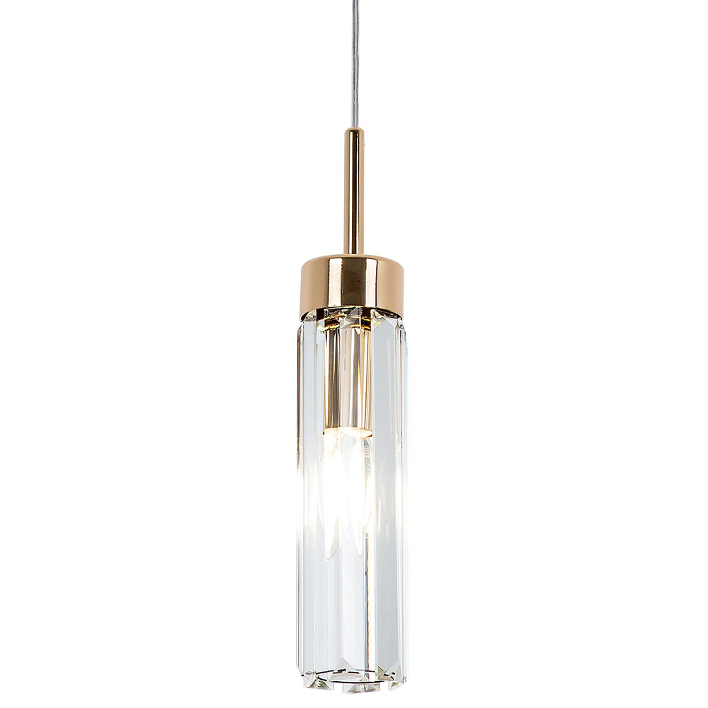 Подвесной светильник с плафоном из хрусталя Fernand Glass Gold Hanging Lamp