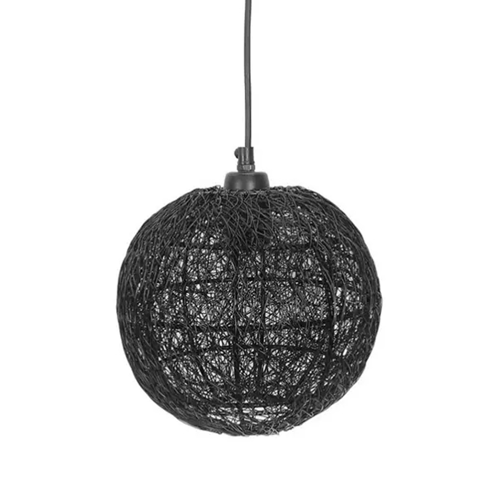 Подвесной светильник с плетеным металлическим абажуром в форме шара Wicker Iron Lamp