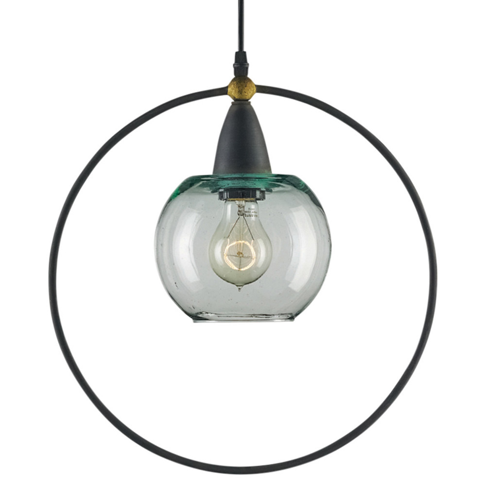 Подвесной светильник с прозрачным плафоном в тонком металлическом кругу Hanging Cascade Balls