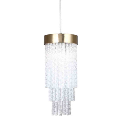 Подвесной светильник с прозрачными стеклянными подвесками и металлическим основанием Nembus