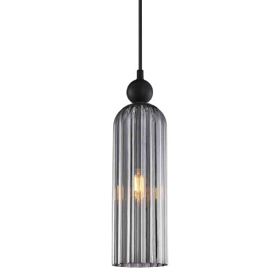 Подвесной светильник с рифленым стеклянным плафоном цилиндрической формы Артиколо