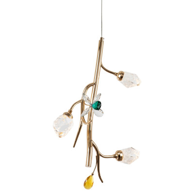 Подвесной светильник с хрустальными плафонами и декором Alvere Crystal Hanging Lamp