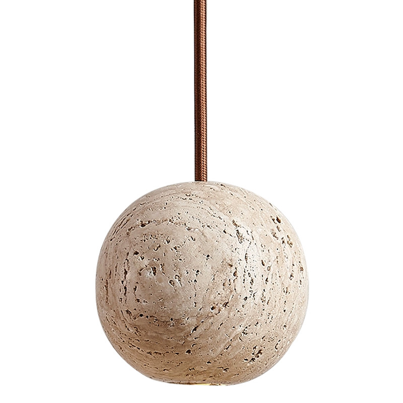Подвесной светильник с шарообразным корпусом из камня травертина POVL TRAVERTINE
