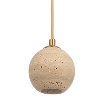 Подвесной светильник с шарообразным плафоном из травертина Shaw Marble Lighting