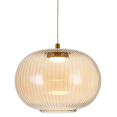 Подвесной светильник с янтарным рифленым стеклянным плафоном Ferm Living