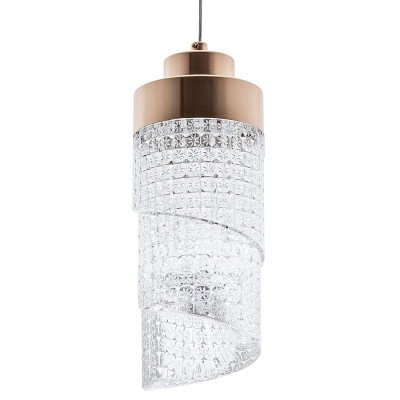 Подвесной светильник со спиралевидным плафоном из акрила Spiral Acrylic Gold Hanging Lamp