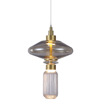 Подвесной светильник со стеклянным плафоном серого цвета Geometry Glass