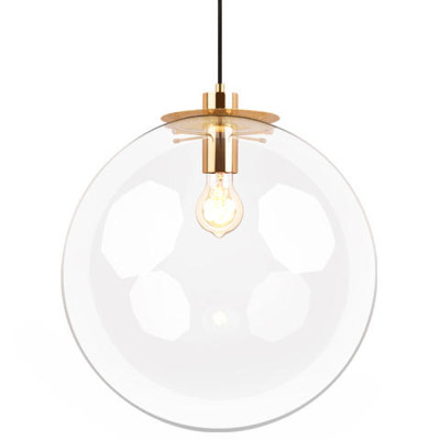Подвесной светильник со стеклянным прозрачным плафоном в форме шара и золотыми металлическим акцентами 30 ClassiCon