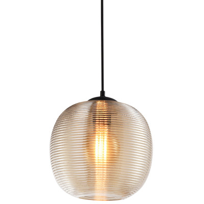 Подвесной светильник со стеклянным рельефным плафоном хром Perforated Glass 25