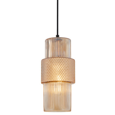 Подвесной светильник со стеклянным рифленым плафоном цилиндрической формы Eliara 13