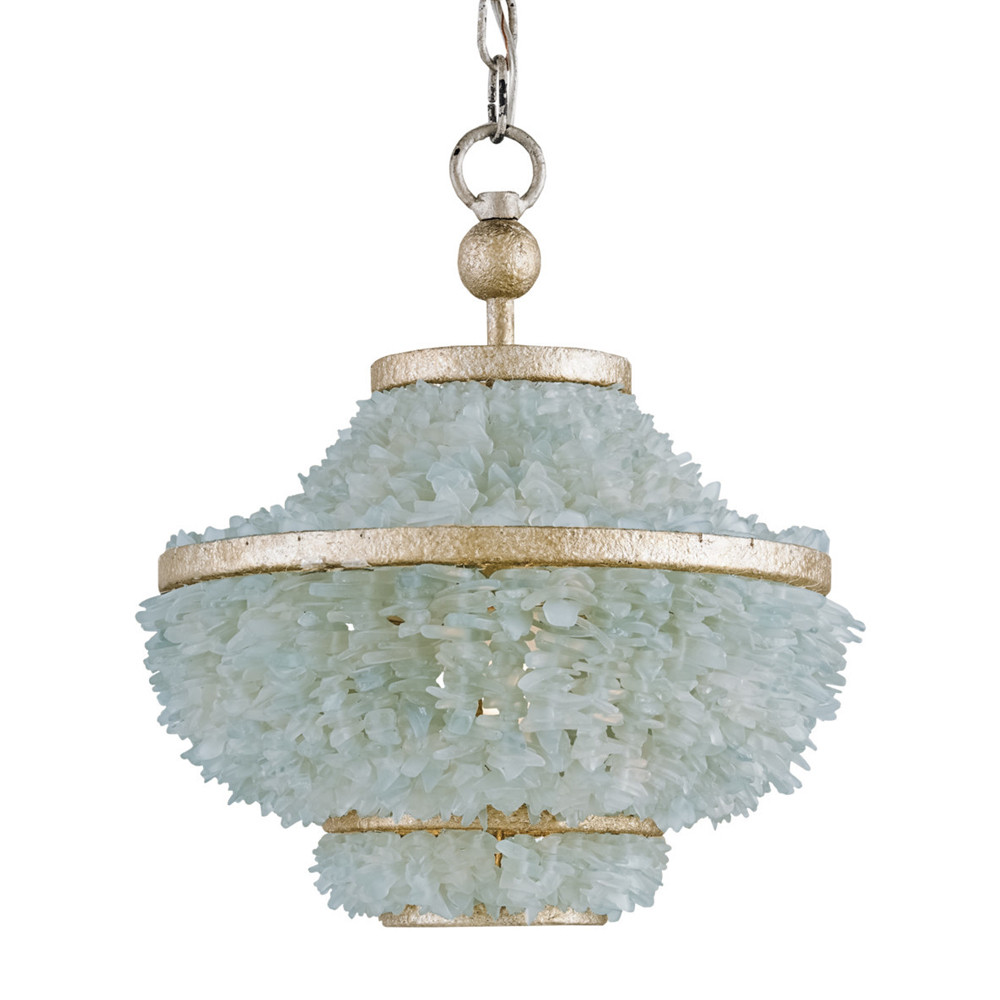 Подвесной светильник трёхъярусный с каскадом из стеклянных декоративных элементов Shining Sea Glass