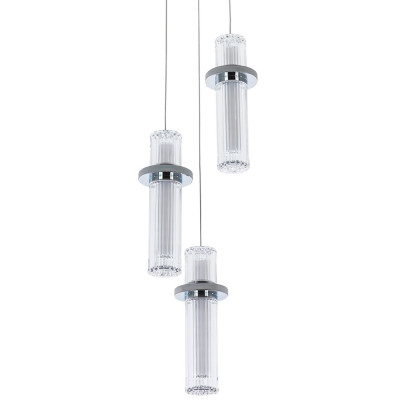 Подвесной светильник хром Trio Odile Acrylic Tube Hanging Lamp Chrome