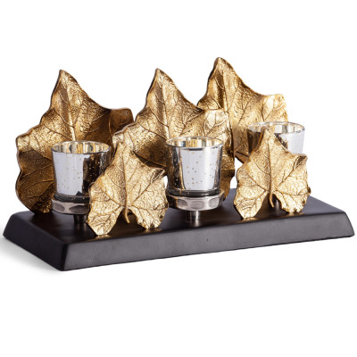 Подсвечник Cozy Light с декором из 5 кленовых листьев