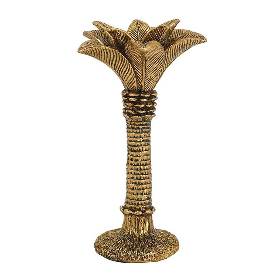 Подсвечник в форме пальмы с резными листьями и текстурным основанием Golden palm leaves