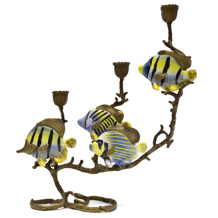 Подсвечник Желтые рифовые рыбки