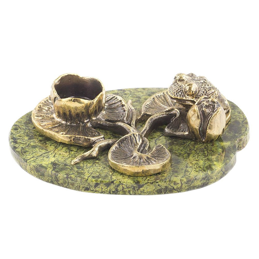 Подсвечник из бронзы и натурального камня змеевик Stone Candlestick