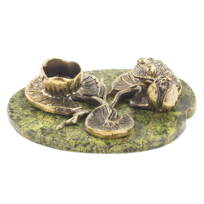 Подсвечник из бронзы и натурального камня змеевик Stone Candlestick