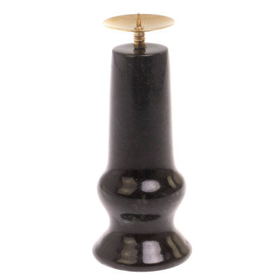 Подсвечник из натурального камня змеевик чёрного цвета Stone Candlestick